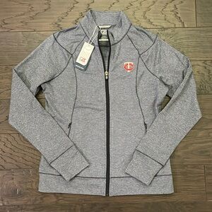 Women's Minnesota Twins Cutter & Buck Navy Adapt Eco Knit Raglan Full-Zip Jacket